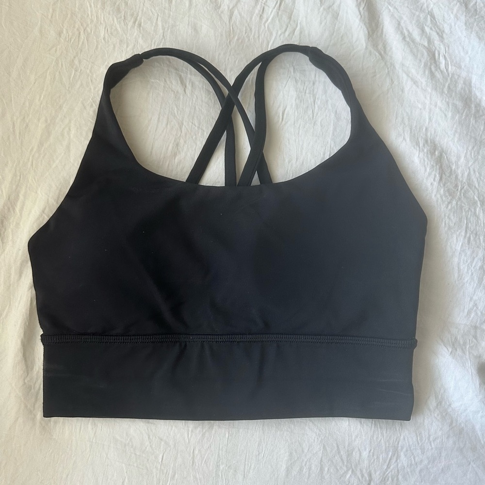 Lululemon Black Longline Energy Bra EUC Size 4